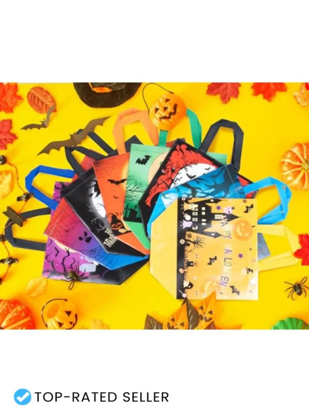 8-Pack Non-Woven Halloween Tote Bags with Handles Reusable Gift Bags Party